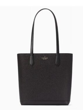 kate spade Tinsel Tote in Black Glitter with Saffiano Leather Trim